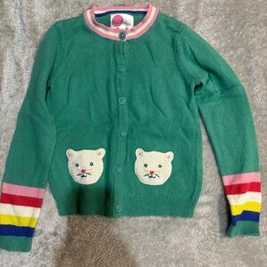 Mini Boden Green Cardigan with Bear Pockets 7-8